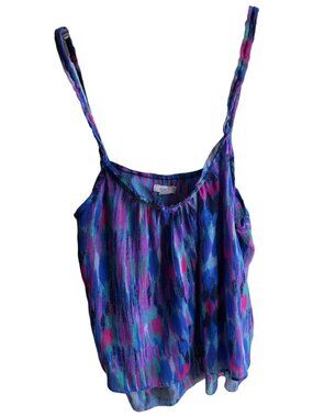 Aerie Cropped Shirt Tank Top Cammy Womens XS Boho Adjust Strap Multicolor Purple